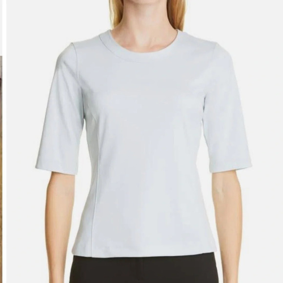 Rebecca Taylor Top Refined Tee Glacier Blue Women Sz L Euc - Picture 1 of 11